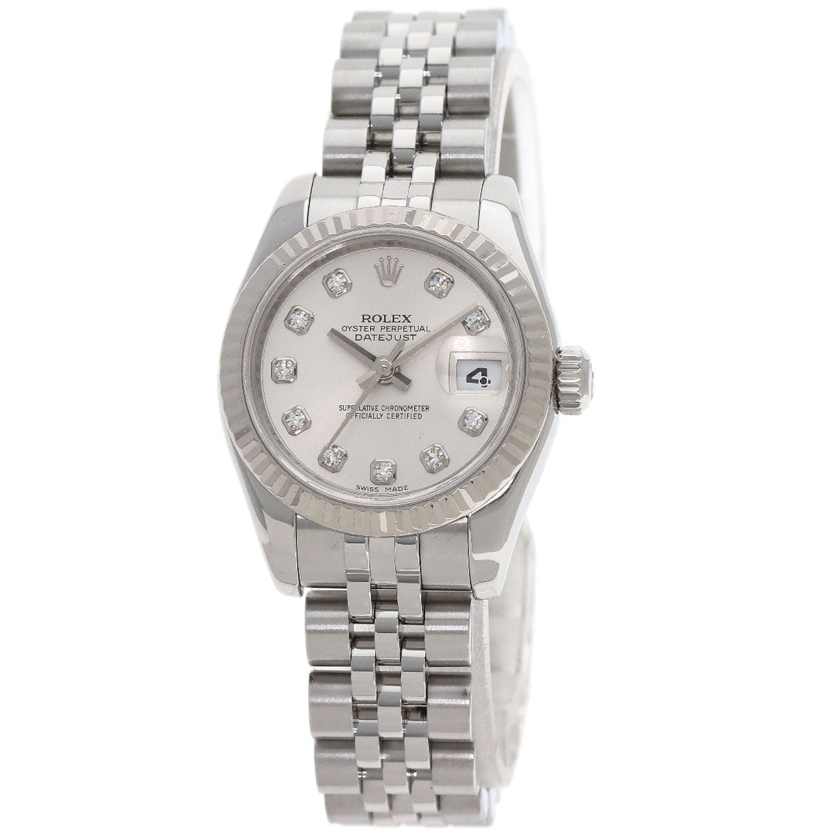 ROLEX ロレックス 179174G デイトジャスト 10P ダイヤモンド 腕時計 SS レディース 中古