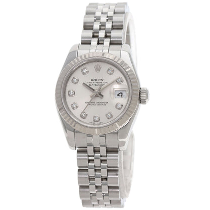 ROLEX ロレックス 179174G デイトジャスト 10P ダイヤモンド 腕時計 SS レディース 中古