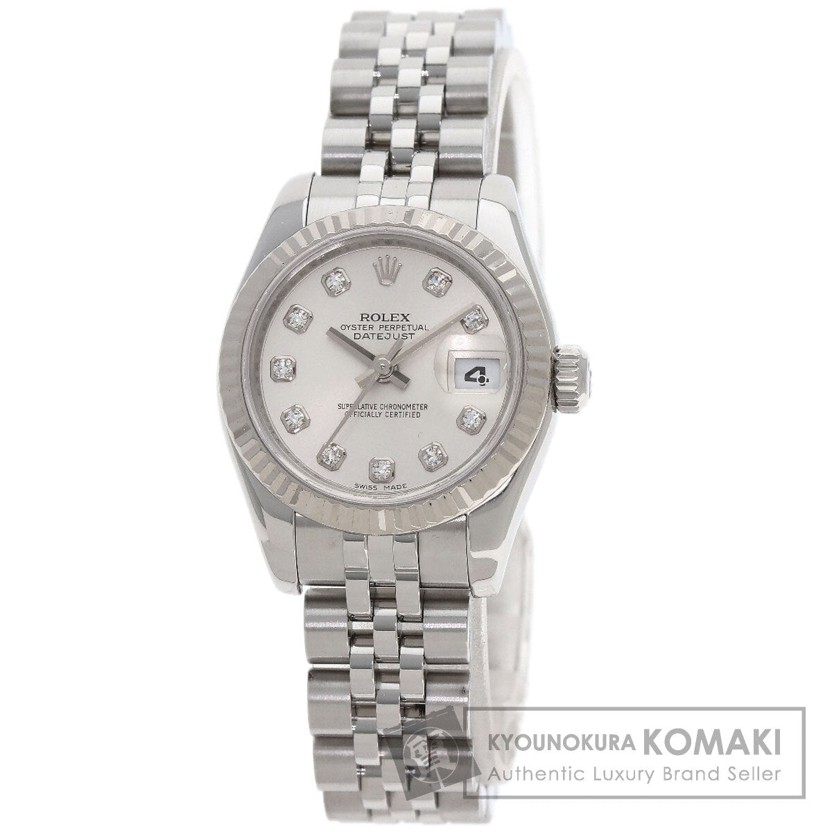 ROLEX ロレックス 179174G デイトジャスト 10P ダイヤモンド 腕時計 SS レディース 中古