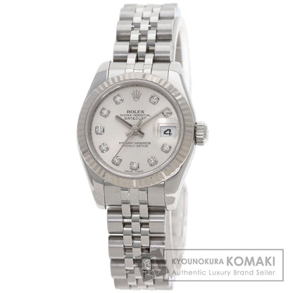 ROLEX ロレックス 179174G デイトジャスト 10P ダイヤモンド 腕時計 SS レディース 中古