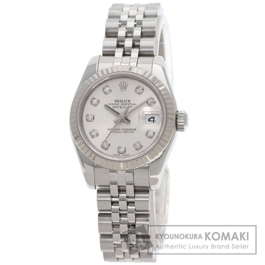 ROLEX ロレックス 179174G デイトジャスト 10P ダイヤモンド 腕時計 SS レディース 中古