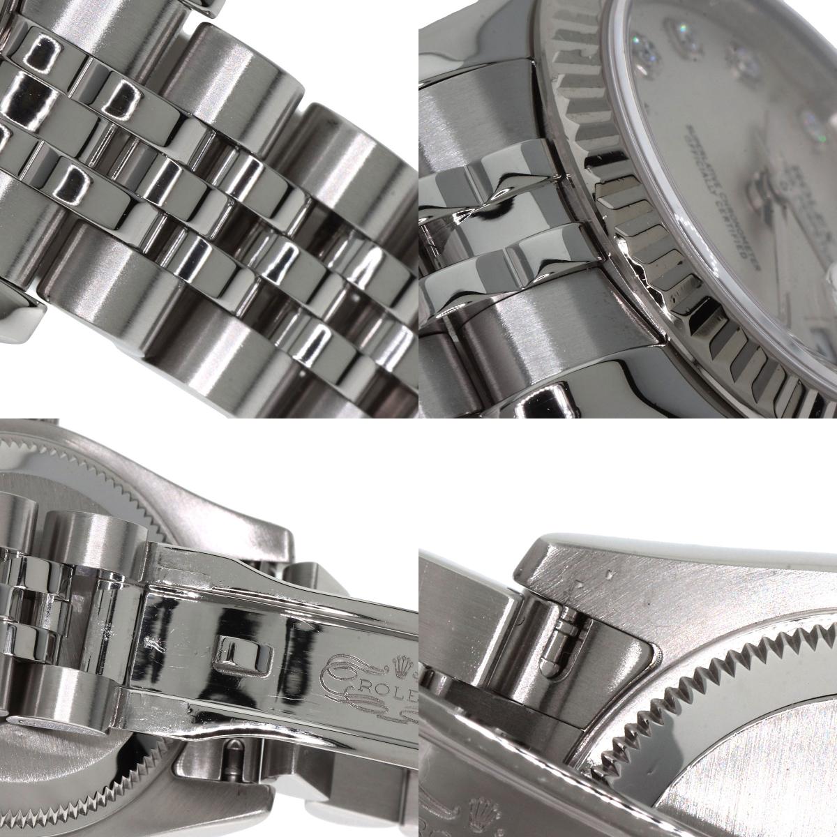 ROLEX ロレックス 179174G デイトジャスト 10P ダイヤモンド 腕時計 SS レディース 中古