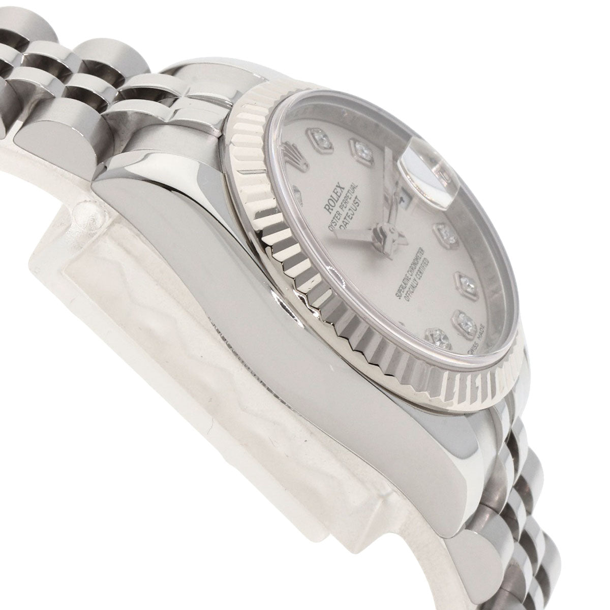 ROLEX ロレックス 179174G デイトジャスト 10P ダイヤモンド 腕時計 SS レディース 中古
