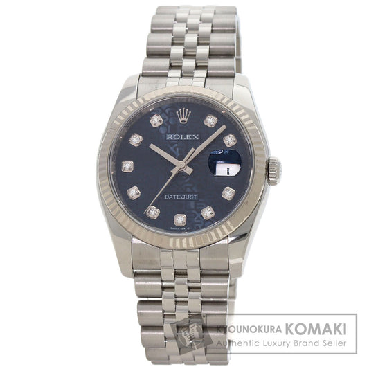 ROLEX ロレックス 116234G デイトジャスト 10P ダイヤモンド 腕時計 SS メンズ 中古