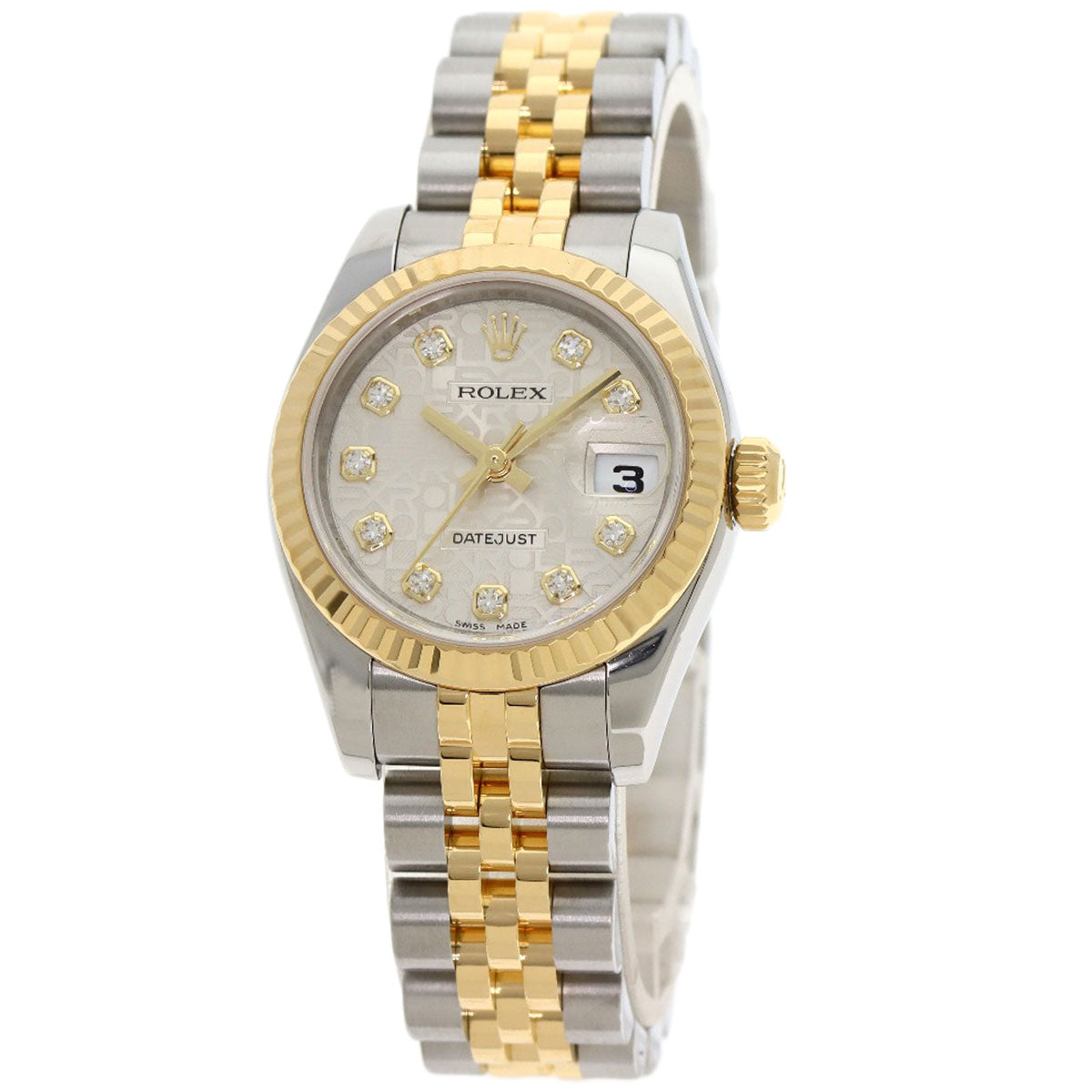 ROLEX ロレックス 179173G デイトジャスト 10P ダイヤモンド 腕時計 SS レディース 中古