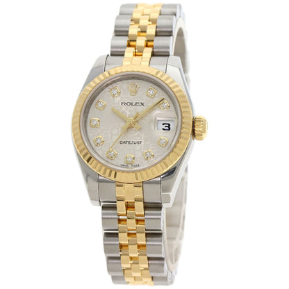 ROLEX ロレックス 179173G デイトジャスト 10P ダイヤモンド 腕時計 SS レディース 中古
