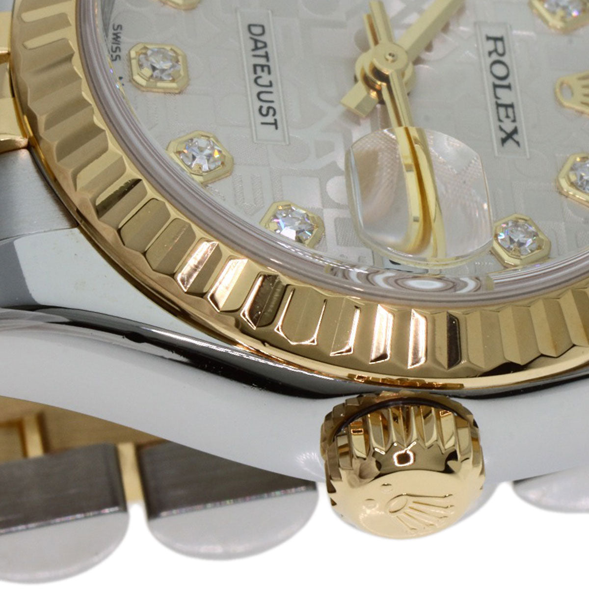 ROLEX ロレックス 179173G デイトジャスト 10P ダイヤモンド 腕時計 SS レディース 中古