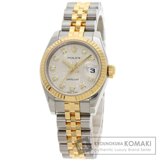ROLEX ロレックス 179173G デイトジャスト 10P ダイヤモンド 腕時計 SS レディース 中古