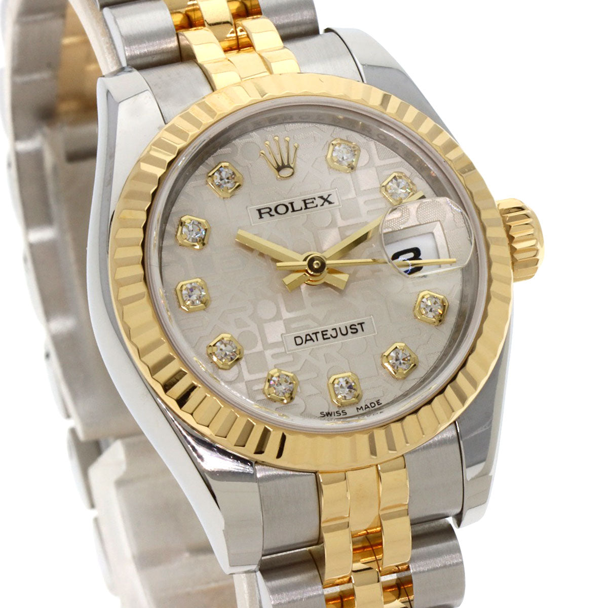 ROLEX ロレックス 179173G デイトジャスト 10P ダイヤモンド 腕時計 SS レディース 中古