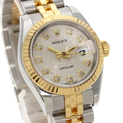 ROLEX ロレックス 179173G デイトジャスト 10P ダイヤモンド 腕時計 SS レディース 中古
