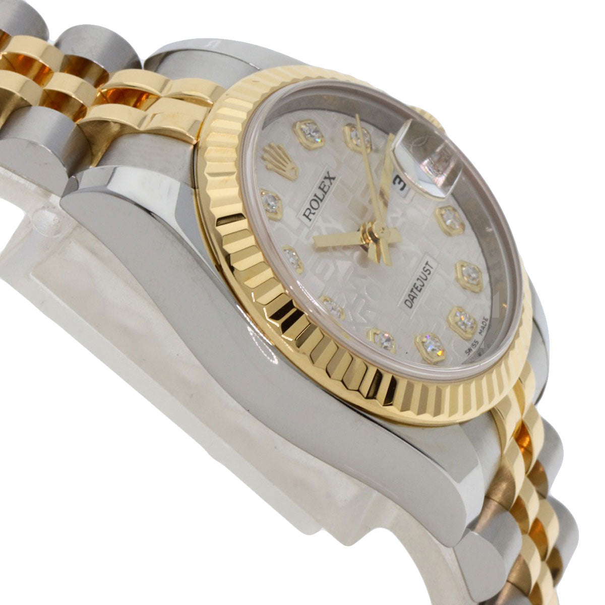 ROLEX ロレックス 179173G デイトジャスト 10P ダイヤモンド 腕時計 SS レディース 中古