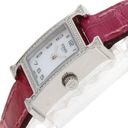 HERMES エルメス HH1.131 Hウォッチ ミニ ダイヤモンドベゼル 腕時計 SS レディース 中古