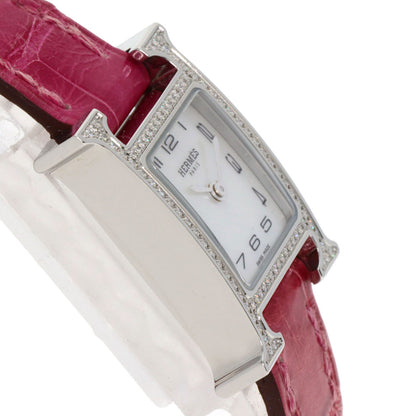 HERMES エルメス HH1.131 Hウォッチ ミニ ダイヤモンドベゼル 腕時計 SS レディース 中古