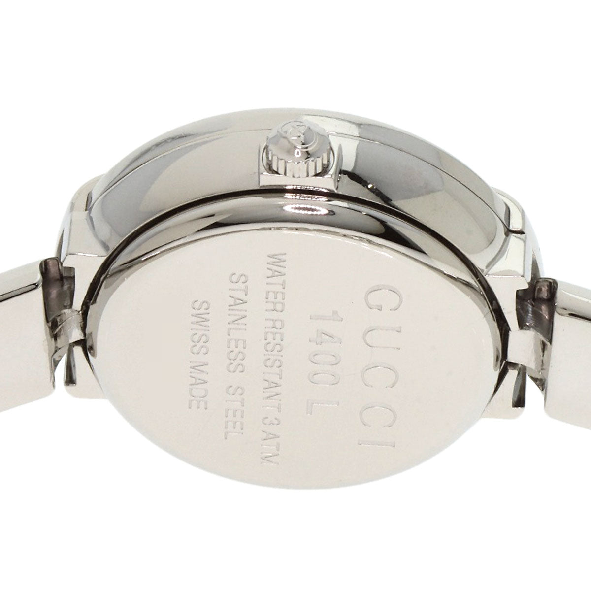 GUCCI グッチ 1400L ラウンドフェイス GG ピンクシェル バングル 腕時計 SS レディース 中古