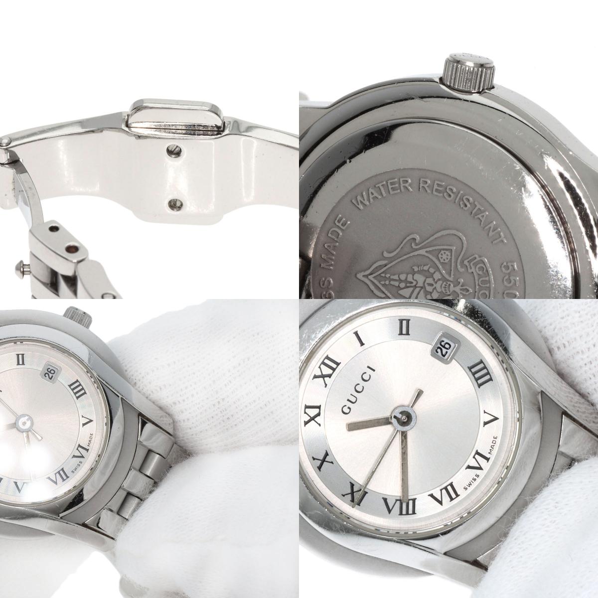 GUCCI グッチ 5500L ラウンドフェイス 腕時計 SS レディース 中古