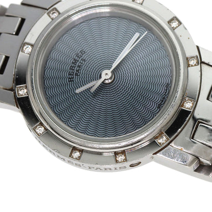 HERMES エルメス CL4.230 クリッパー ナクレ 12P ダイヤモンドベゼル 腕時計 SS レディース 中古