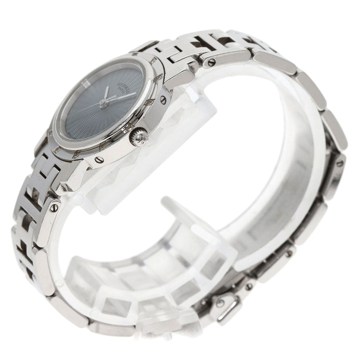 HERMES エルメス CL4.230 クリッパー ナクレ 12P ダイヤモンドベゼル 腕時計 SS レディース 中古