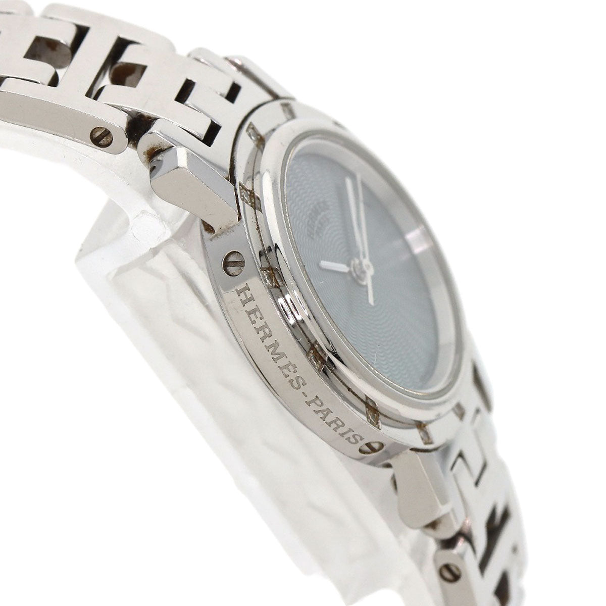 HERMES エルメス CL4.230 クリッパー ナクレ 12P ダイヤモンドベゼル 腕時計 SS レディース 中古