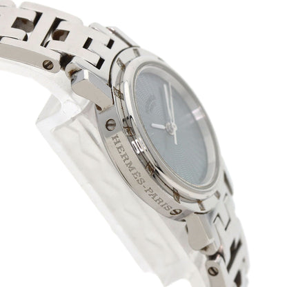 HERMES エルメス CL4.230 クリッパー ナクレ 12P ダイヤモンドベゼル 腕時計 SS レディース 中古