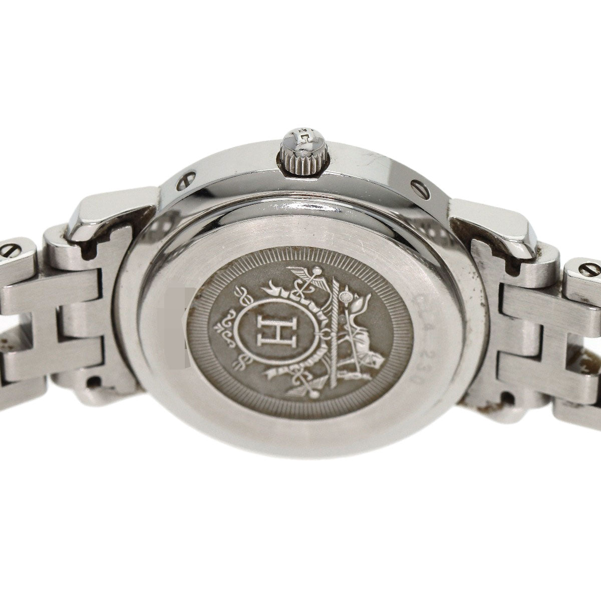 HERMES エルメス CL4.230 クリッパー ナクレ 12P ダイヤモンドベゼル 腕時計 SS レディース 中古