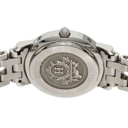 HERMES エルメス CL4.230 クリッパー ナクレ 12P ダイヤモンドベゼル 腕時計 SS レディース 中古