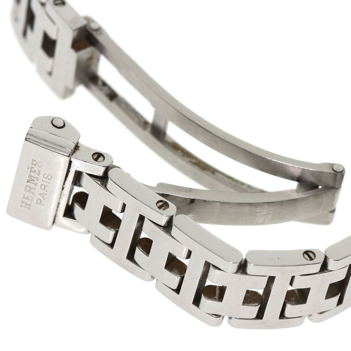 HERMES エルメス CL4.230 クリッパー ナクレ 12P ダイヤモンドベゼル 腕時計 SS レディース 中古