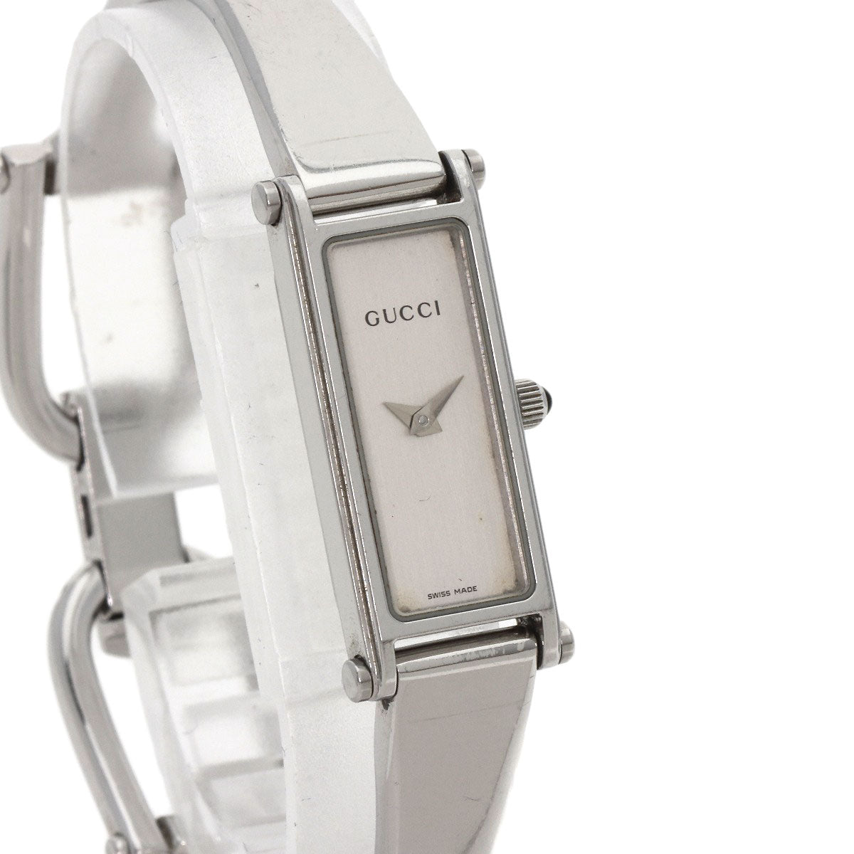 GUCCI グッチ 1500L スクエアフェイス バングル 腕時計 SS レディース 中古