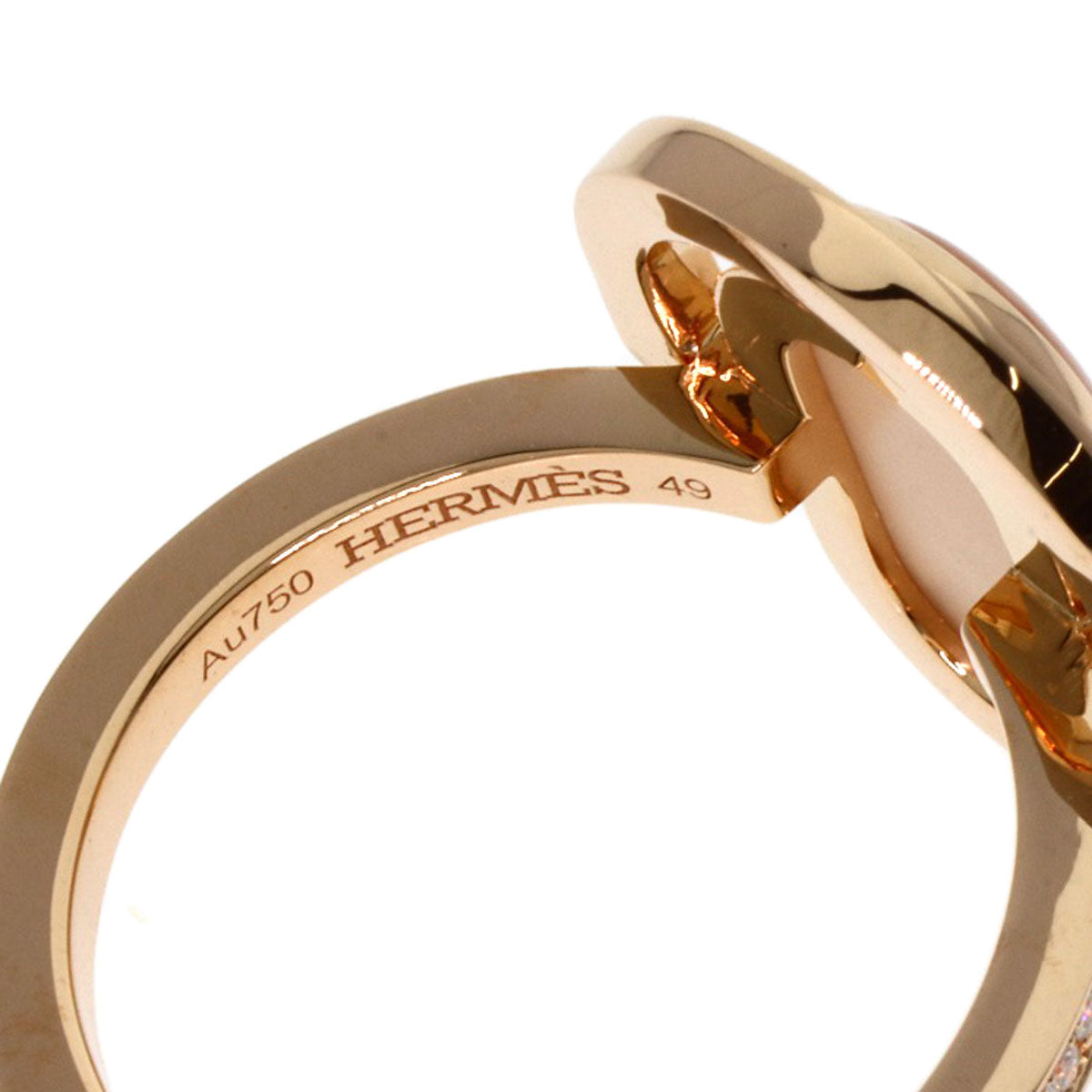 HERMES エルメス A l Ecoute ムーンストーン ダイヤモンド #49 リング・指輪 K18PG レディース 中古