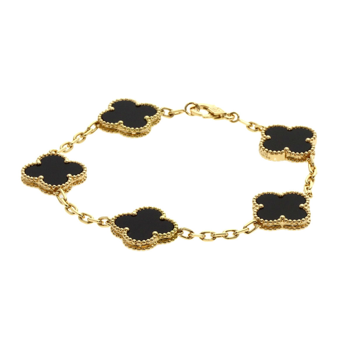 Van Cleef & Arpels ヴァンクリーフ＆アーペル ヴィンテージ アルハンブラ オニキス 5モチーフ ブレスレット K18YG レディース 中古
