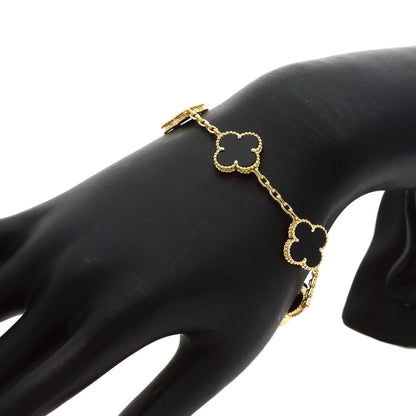Van Cleef & Arpels ヴァンクリーフ＆アーペル ヴィンテージ アルハンブラ オニキス 5モチーフ ブレスレット K18YG レディース 中古