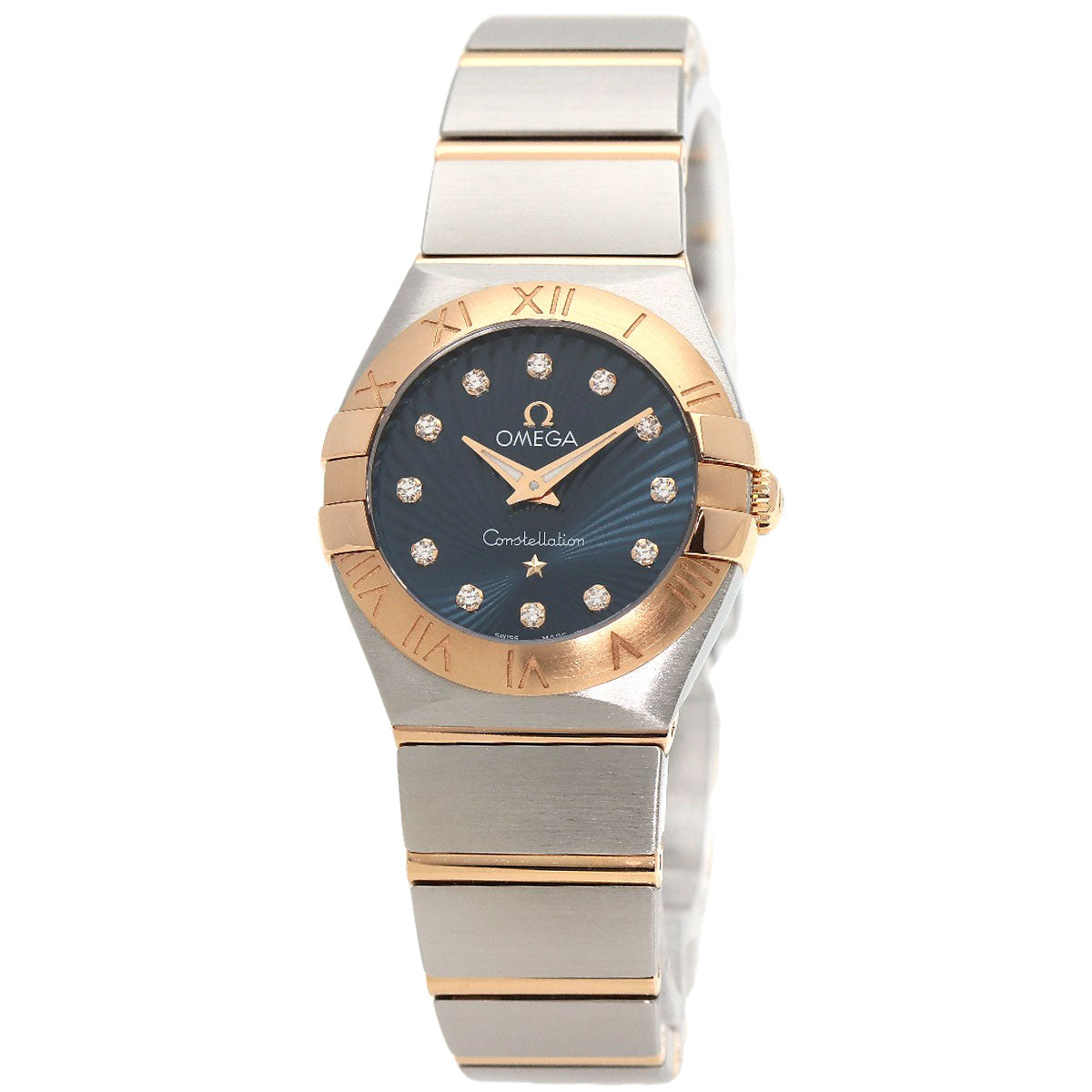 OMEGA オメガ 123.20.24.60.53.001 コンステレーション ブルー ギョーシェ 12P ダイヤモンド 腕時計 SS レディース 中古