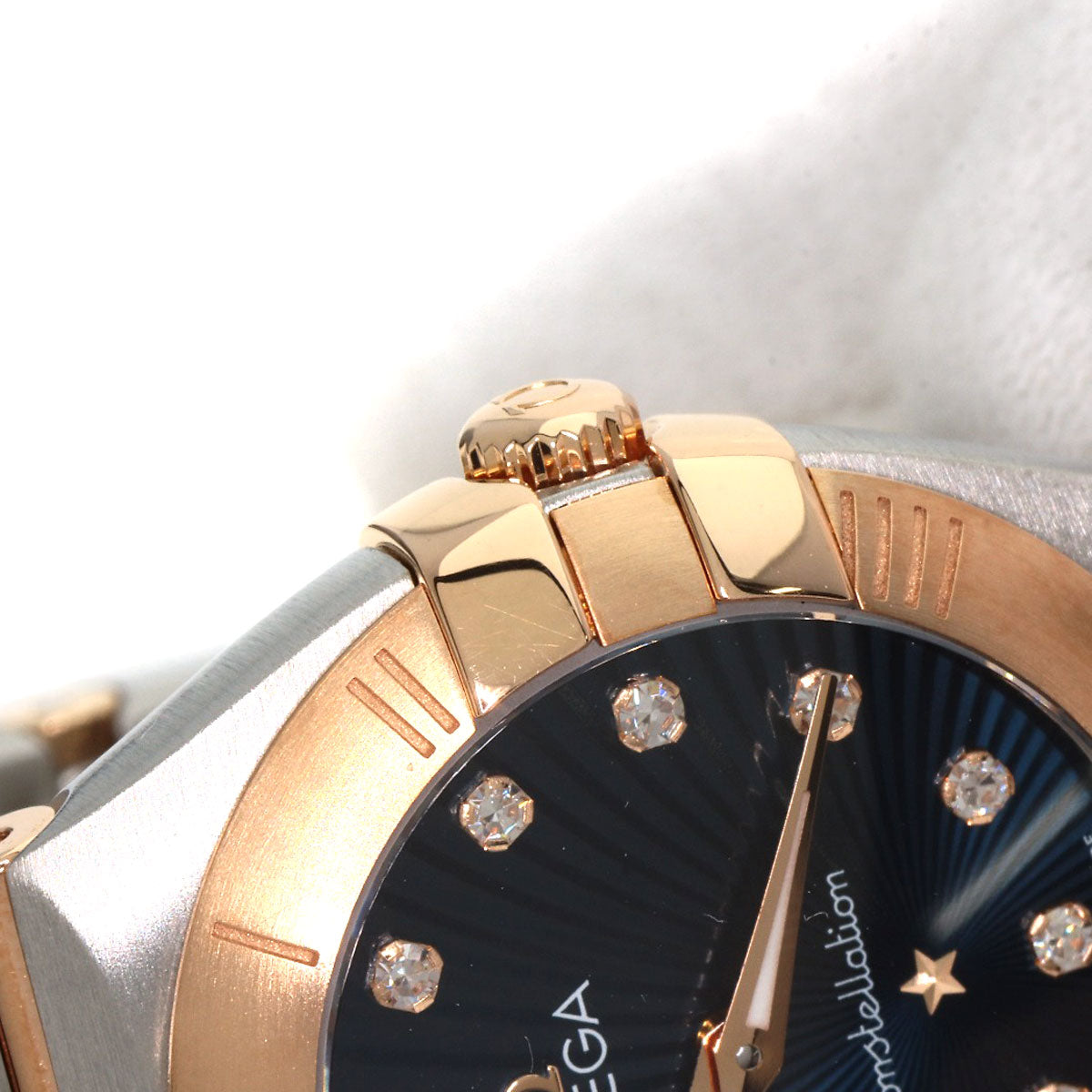 OMEGA オメガ 123.20.24.60.53.001 コンステレーション ブルー ギョーシェ 12P ダイヤモンド 腕時計 SS レディース 中古