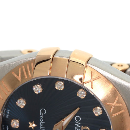 OMEGA オメガ 123.20.24.60.53.001 コンステレーション ブルー ギョーシェ 12P ダイヤモンド 腕時計 SS レディース 中古