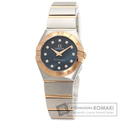 OMEGA オメガ 123.20.24.60.53.001 コンステレーション ブルー ギョーシェ 12P ダイヤモンド 腕時計 SS レディース 中古