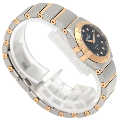 OMEGA オメガ 123.20.24.60.53.001 コンステレーション ブルー ギョーシェ 12P ダイヤモンド 腕時計 SS レディース 中古
