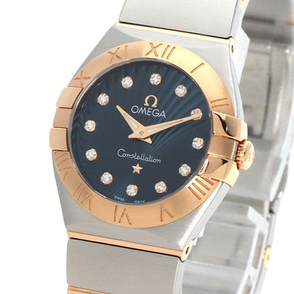 OMEGA オメガ 123.20.24.60.53.001 コンステレーション ブルー ギョーシェ 12P ダイヤモンド 腕時計 SS レディース 中古