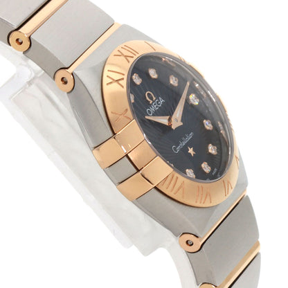OMEGA オメガ 123.20.24.60.53.001 コンステレーション ブルー ギョーシェ 12P ダイヤモンド 腕時計 SS レディース 中古
