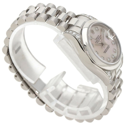 ROLEX ロレックス 179296NG デイトジャスト 10P ダイヤモンド 腕時計 PT レディース 中古