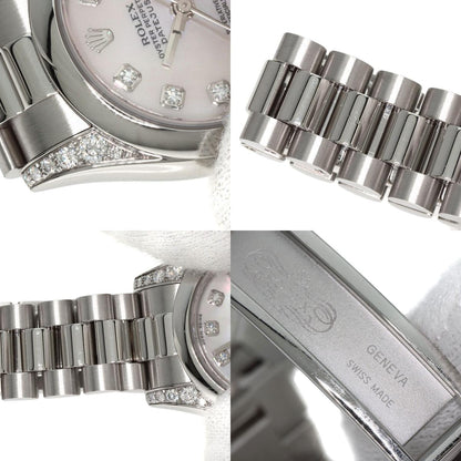 ROLEX ロレックス 179296NG デイトジャスト 10P ダイヤモンド 腕時計 PT レディース 中古