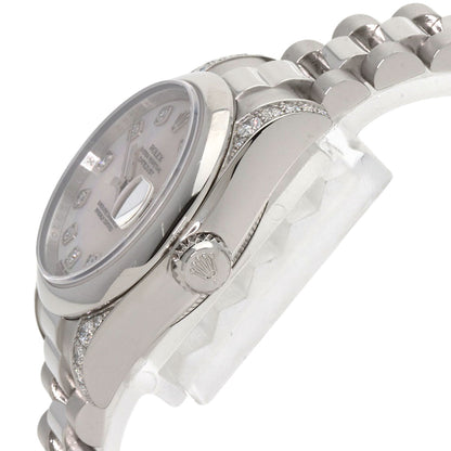 ROLEX ロレックス 179296NG デイトジャスト 10P ダイヤモンド 腕時計 PT レディース 中古