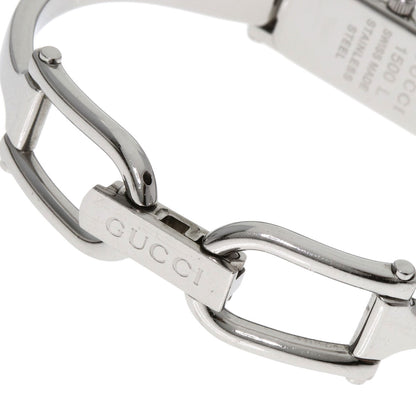 GUCCI グッチ 1500L スクエアフェイス バングル ピンクシェル 腕時計 SS レディース 中古