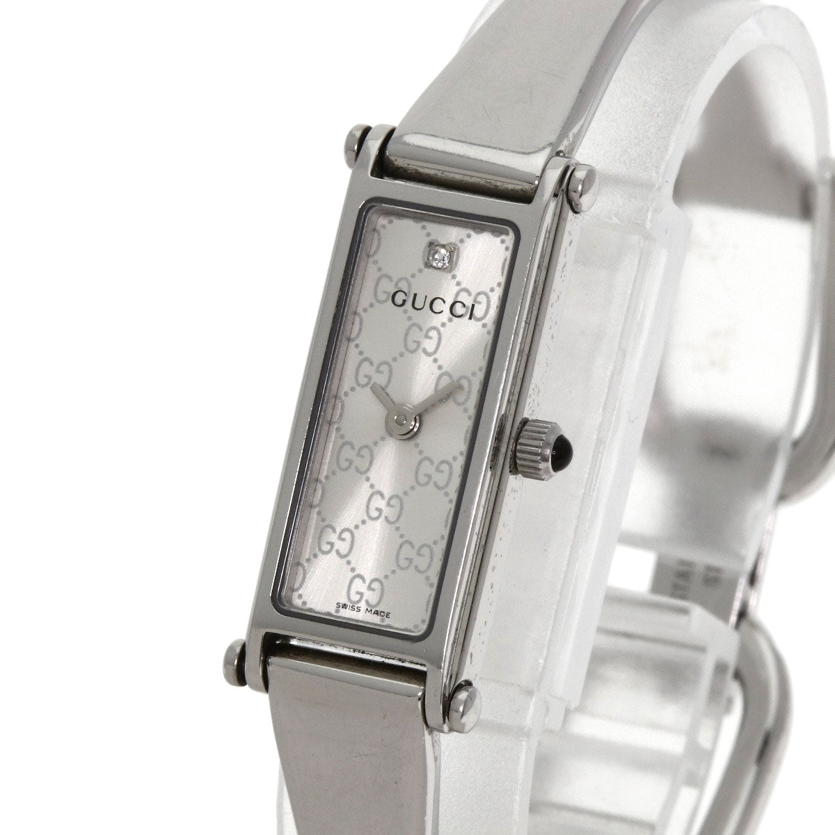 GUCCI グッチ 1500L GG スクエアフェイス バングル 腕時計 SS レディース 中古