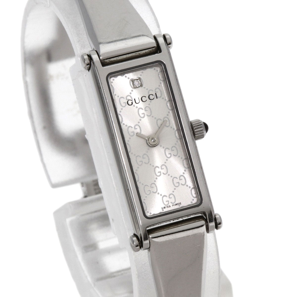 GUCCI グッチ 1500L GG スクエアフェイス バングル 腕時計 SS レディース 中古