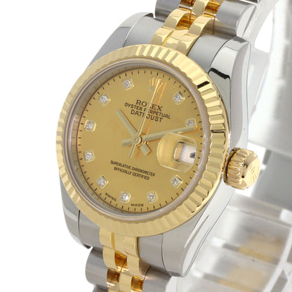 ROLEX ロレックス 179173NG デイトジャスト 10P ダイヤモンド 腕時計 SS レディース 中古