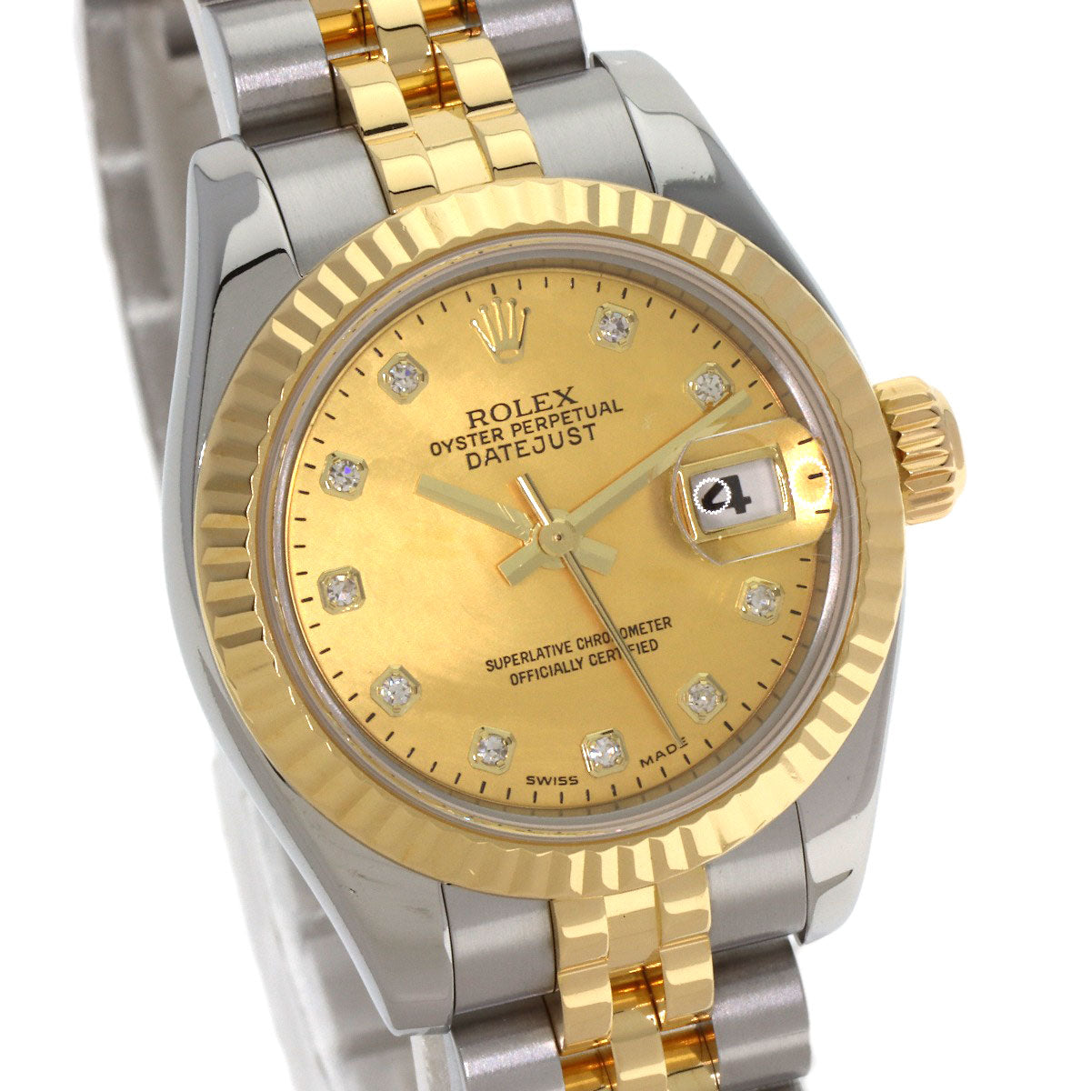 ROLEX ロレックス 179173NG デイトジャスト 10P ダイヤモンド 腕時計 SS レディース 中古