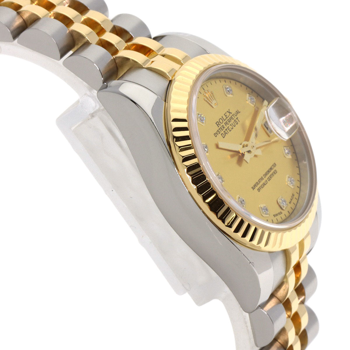 ROLEX ロレックス 179173NG デイトジャスト 10P ダイヤモンド 腕時計 SS レディース 中古