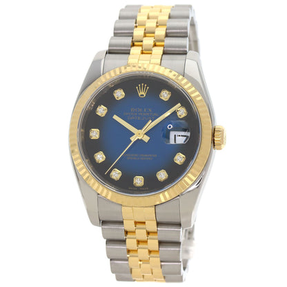ROLEX ロレックス 116233G デイトジャスト 10P ダイヤモンド ブルーグラデーション 腕時計 SS メンズ 中古