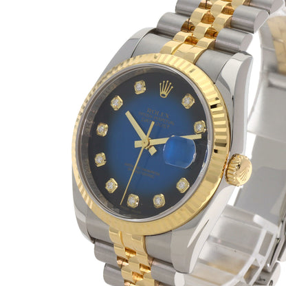 ROLEX ロレックス 116233G デイトジャスト 10P ダイヤモンド ブルーグラデーション 腕時計 SS メンズ 中古