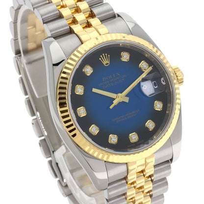 ROLEX ロレックス 116233G デイトジャスト 10P ダイヤモンド ブルーグラデーション 腕時計 SS メンズ 中古