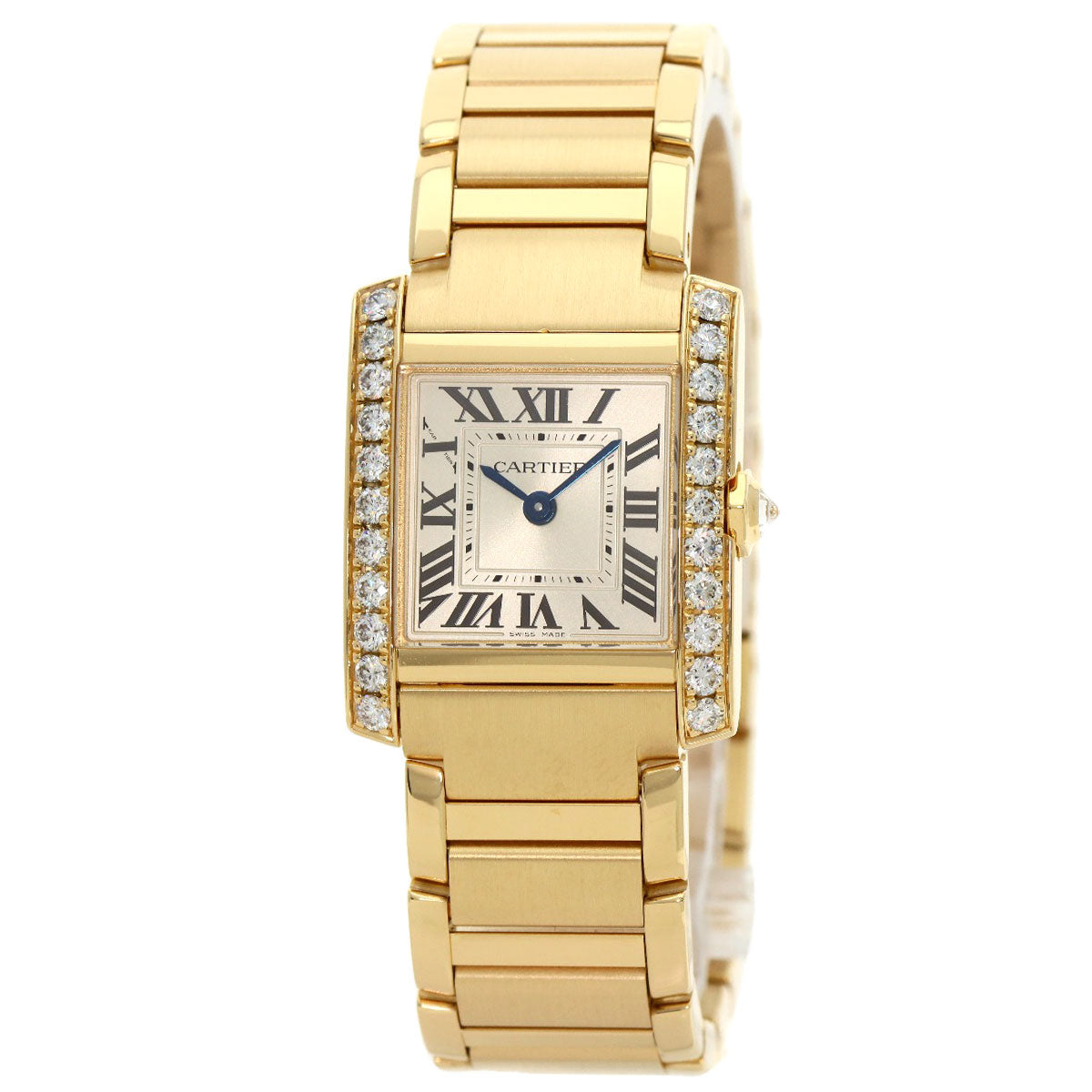 CARTIER カルティエ WJTA0039 タンクフランセーズSM ダイヤモンド 腕時計 K18YG レディース 中古